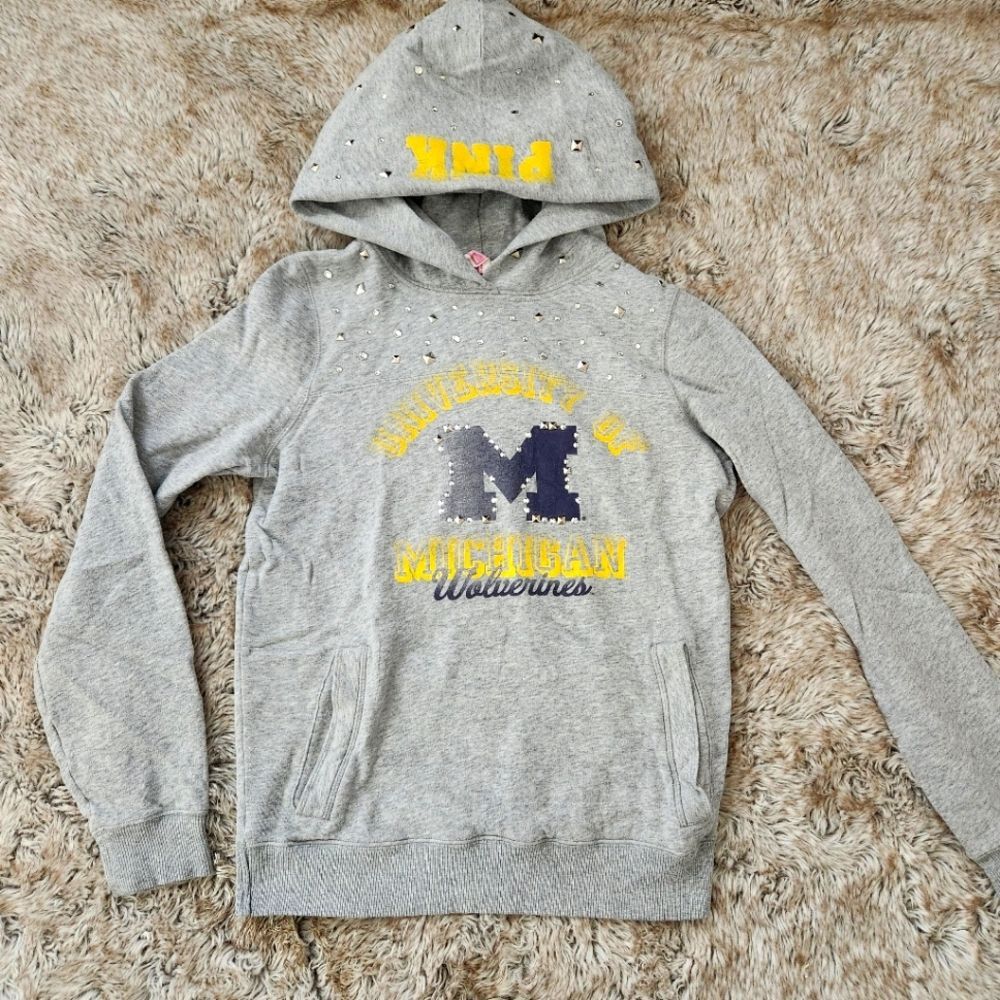 PINK Victoria's Secret Gray University of Michigan Hoodie